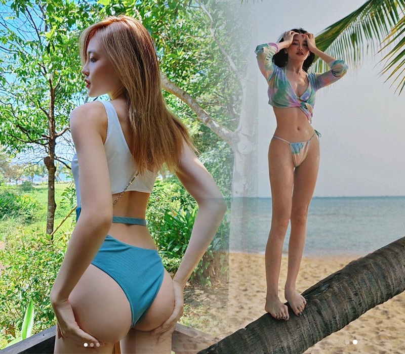 Trước đó, Thuỳ Anh cũng từng kết thân cùng nhiều kiểu bikini đặc sắc khác nhau. Và bất kì thiết kế nào cô nàng lựa chọn cũng đều mang màu sắc nổi bật, có kiểu dáng tí hon.
