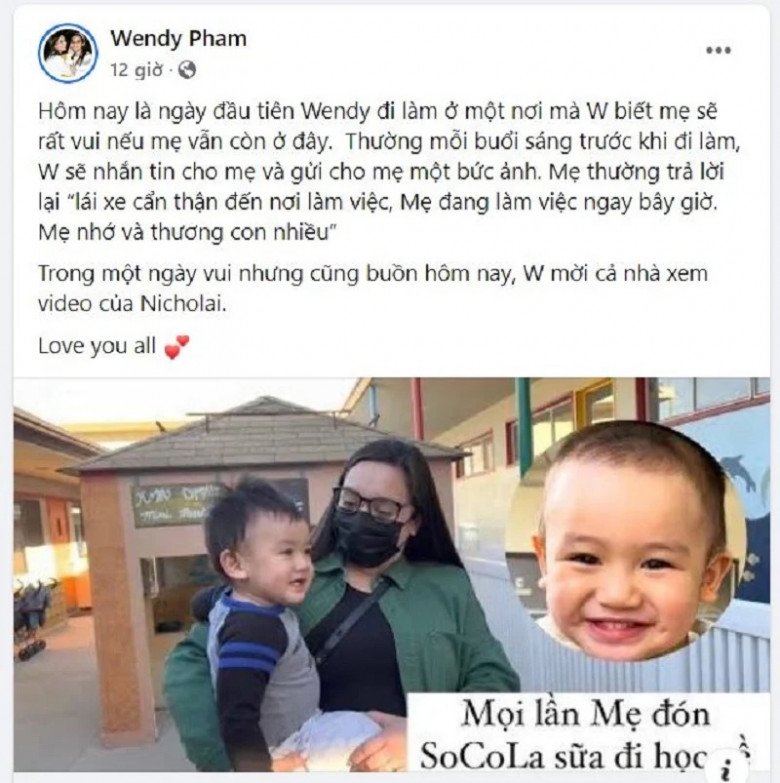 Phi Nhung's 2nd grandson who is 1 year old has to go to school, his face looks like he's about to cry when his mother picks him up - 3