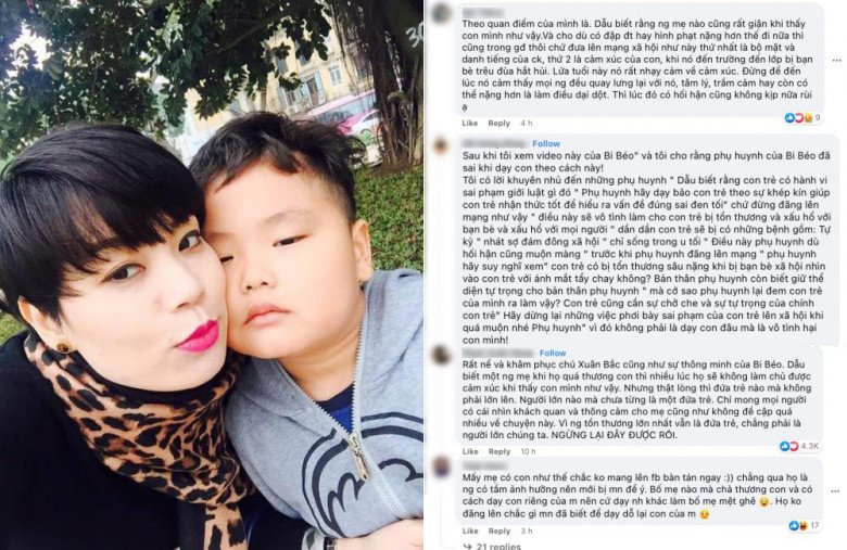 Cư dân mạng để lại nhiều bình luận trái chiều xoay quanh việc vợ Xuân Bắc đăng tiếp clip xin lỗi của con trai.
