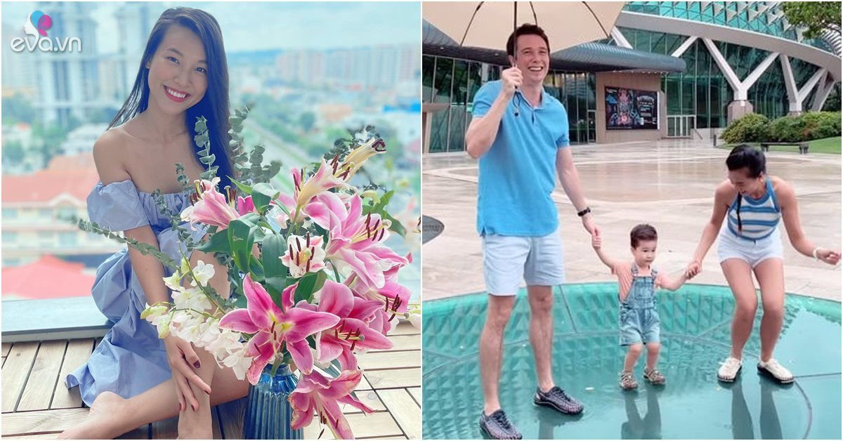 Expensive show MC Hoang Oanh shows off his Western husband who came to visit his children amid suspicions of divorce