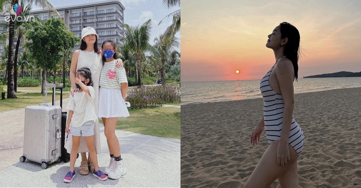 Pham Quynh Anh posted a series of new beach photos, netizens observed and commented: My stomach is small