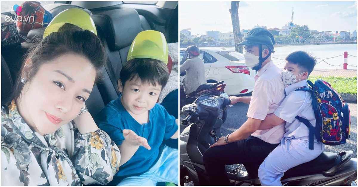Usually in the car with his mother, Nhat Kim Anh’s son is reminded by his father riding a motorbike