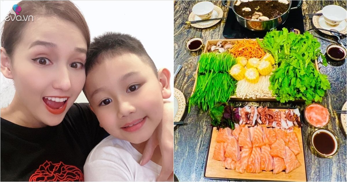 The rich actress made delicious hot pots for her, his wife Manh Truong, and the star cast