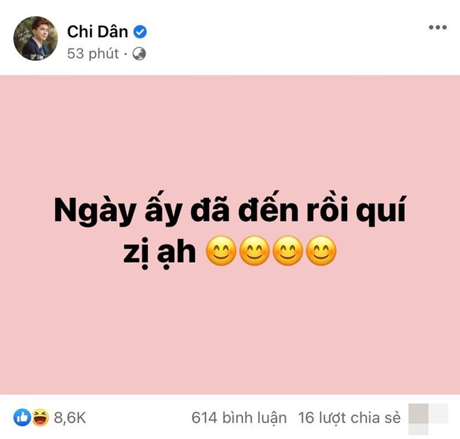 Dòng trạng thái mới của Chi Dân cũng được cho là xoay quanh việc bà Nguyễn Phương Hằng bị khởi tố, bắt tạm giam.