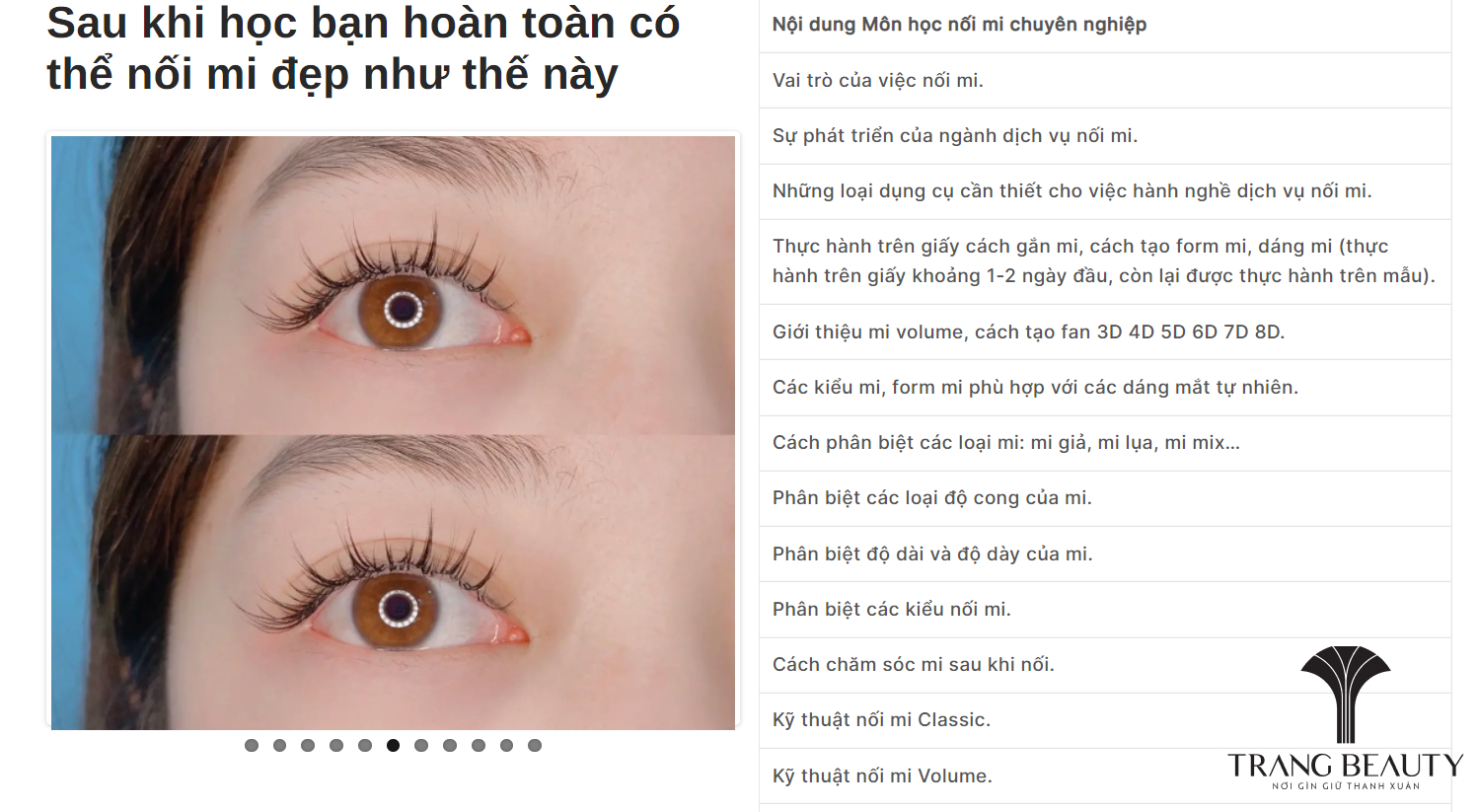 Học viên được giảng dạy bởi giảng viên có trình độ chuyên môn cao. (Ảnh: Fanpage Trang Beauty Salon)