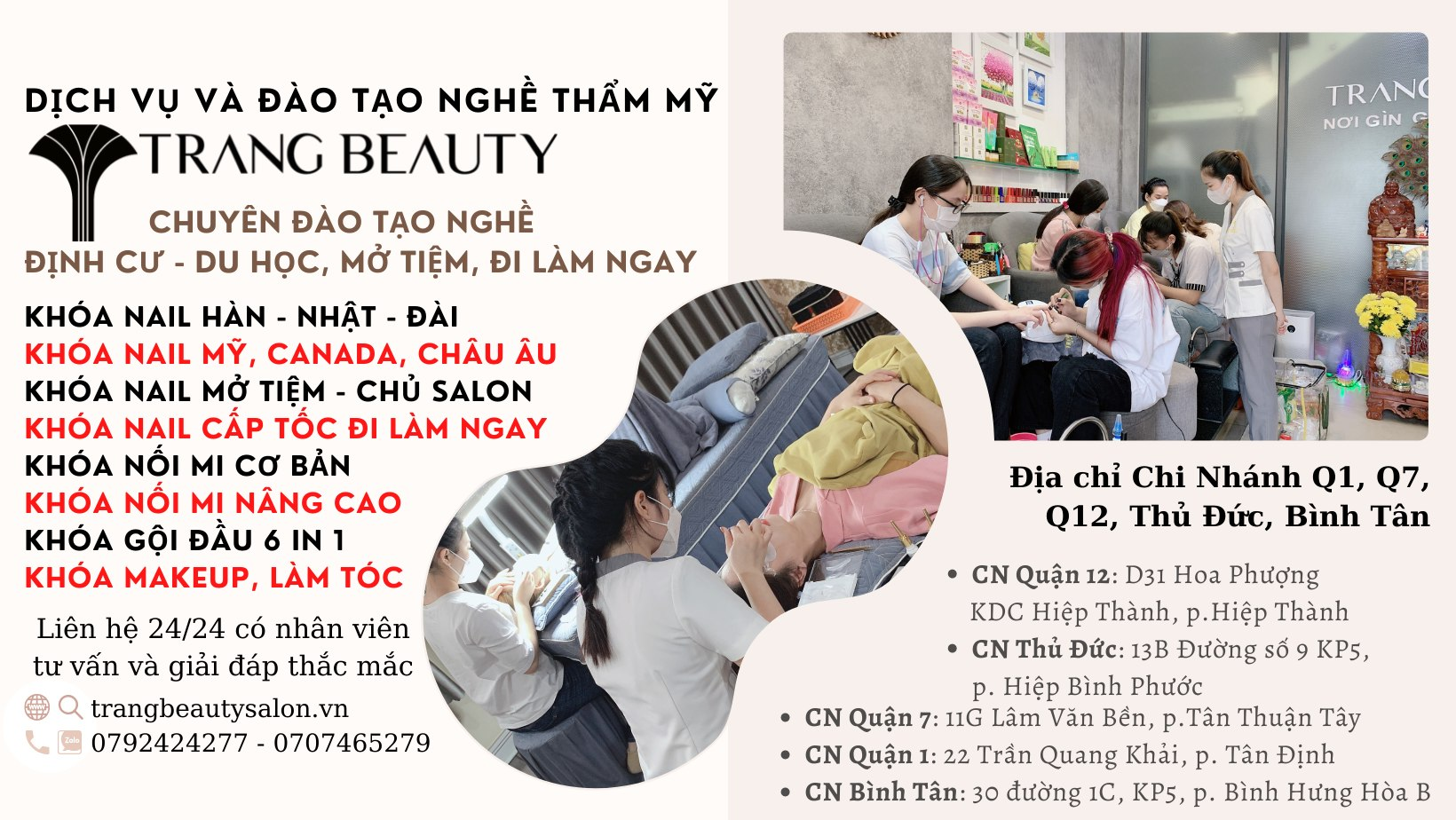 Khóa học nail amp; nối mi chất lượng tại Trang Beauty Salon. (Ảnh: Fanpage Trang Beauty Salon)