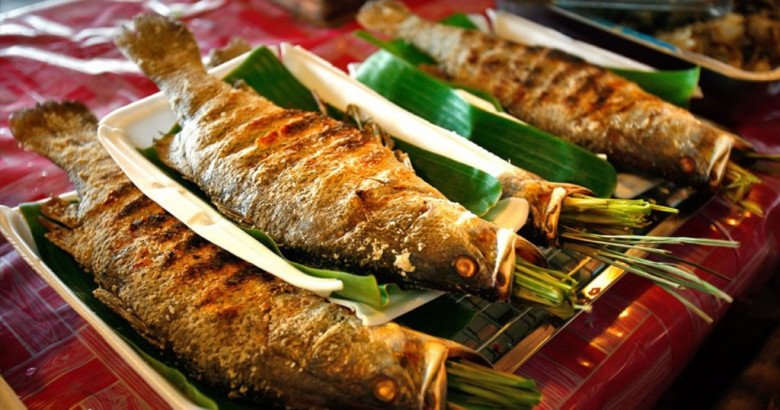 Cá bỗng nướng.