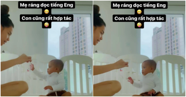 Nữ ca sĩ tập cho con gái học tiếng Việt, tiếng Anh từ khi bé còn rất nhỏ và thường xuyên nói chuyện tương tác với bé.