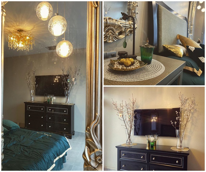 Các góc ở phòng ngủ được người đẹp Hà thành vô cùng trau chuốt. Cô đặc biệt là người gọn gàng, sạch sẽ mà cực có gu. Trong căn phòng riêng, góc nhỏ nào cũng chỉn chu, xinh xắn.