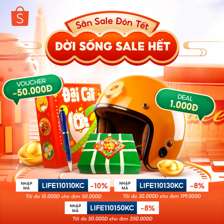 Đừng bỏ qua sự kiện “Săn sale đón Tết - Đời sống sale hết” đang diễn ra trên Shopee để săn loạt voucher mua sắm hấp dẫn