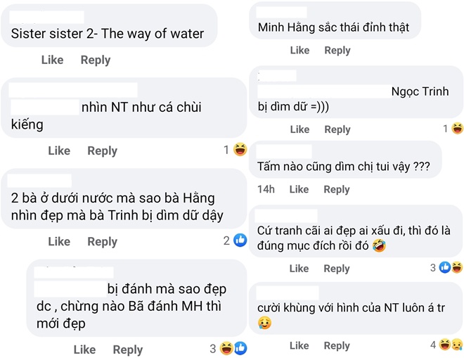 Ngọc Trinh lộ đùi to, bị chê như amp;#34;cá lau kínhamp;#34; khi chung khung hình dưới nước với Minh Hằng - 2