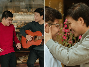 Xúc động nhìn nụ cười của Bôm trong khoảnh khắc ngày giáp Tết bên ông bố quốc dân Quốc Tuấn