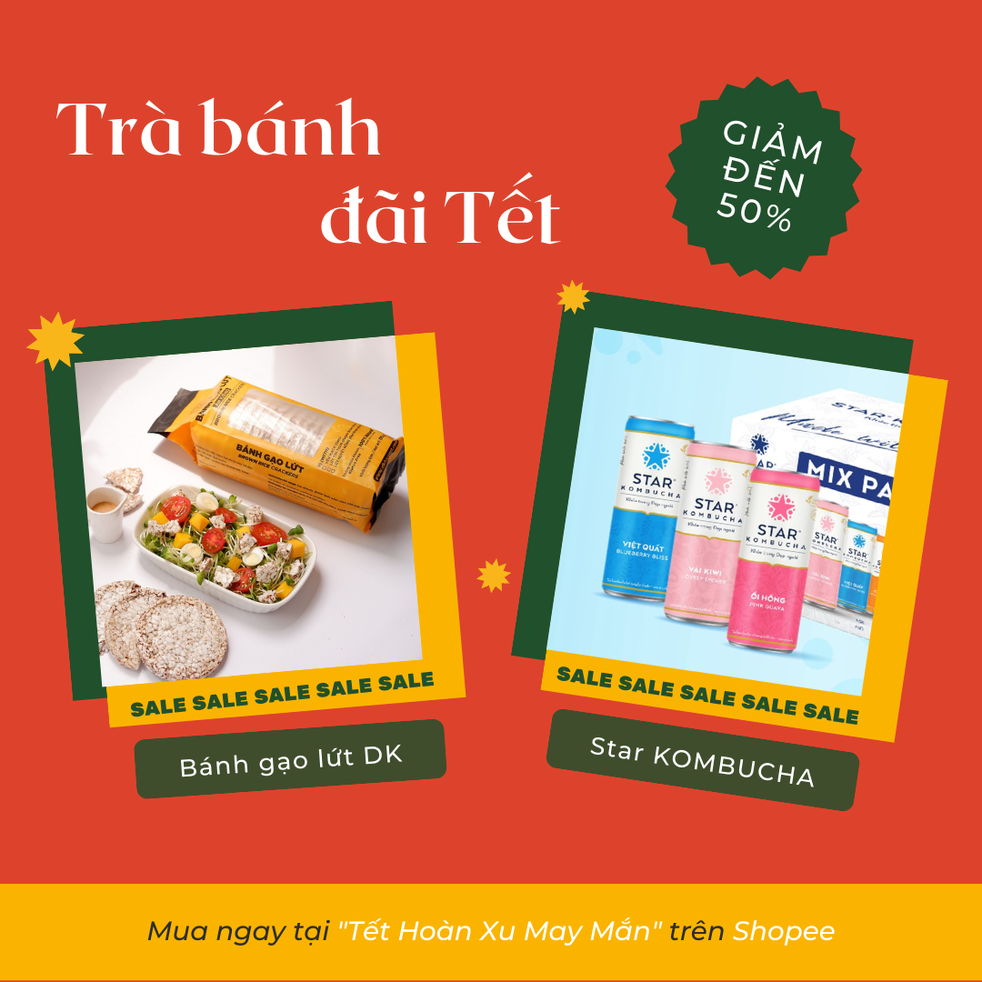 Bánh gạo lứt ăn kiêng DK Harvest và thùng 12 lon Star KOMBUCHA đều đang có ưu đãi giảm đến 50% trên Shopee hôm nay.