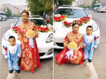 Chú rể thấp bé, đứng cạnh như con của cô dâu, ngỡ ngàng khi biết danh tính chú rể