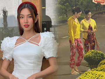 Hết nhiệm kỳ Hoa hậu, Thuỳ Tiên bị bắt gặp mặc đồ bộ bình dân đi chợ hoa ngày Tết