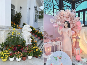 Sao Việt trang trí nhà đón Tết: Biệt thự Hà Tăng ngập sắc hoa nhưng chịu chơi nhất là người này