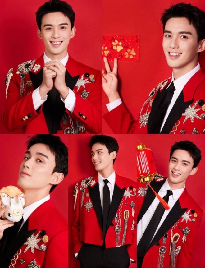 Anh chàng Ngô Lỗi cũng diện sắc đỏ rực rỡ đón xuân. Năm 2022 là năm ấn tượng của tài tử trẻ tuổi này với dự án đình đám Tinh hán xán lạn. Nhờ có tác phẩm này, Ngô Lỗi thực sự có bước tiến mới trong sự nghiệp trở thành diễn viên trưởng thành thay vì hình ảnh sao nhí.