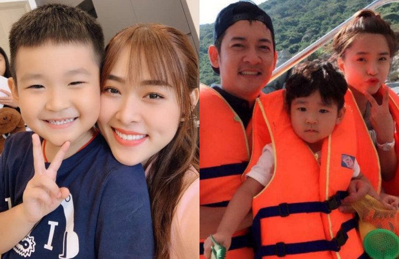 Diễn viên Diệp Bảo Ngọc thoải mái để con trai ở gần vợ mới của bố. Thậm chí, cô và Hải Băng còn trao đổi với nhau về cách dạy con.