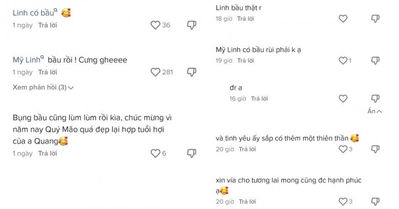 Phía dưới, dân tình thi nhau khẳng định Đỗ Mỹ Linh đang mang thai, gửi lời chúc mừng tới cặp đôi.