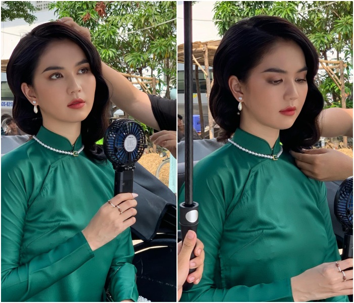 Hình ảnh hậu trường đầy chân thật cũng cho thấy làn da không mấy tì vết cũng như dáng vóc chuẩn mực của cô nàng.