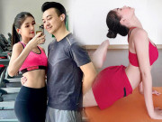 Làm đẹp - Lê Âu Ngân Anh được ông xã ôm tình tứ trong phòng gym, không quên khoe khéo chiếc eo 58cm