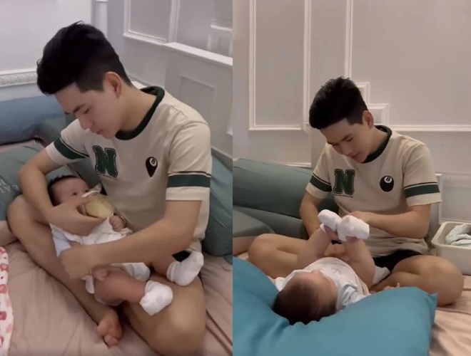 Sau hơn 2 tháng làm bố, cặp đôi đồng tính nổi tiếng đã dần quen với cuộc sống bỉm sữa.