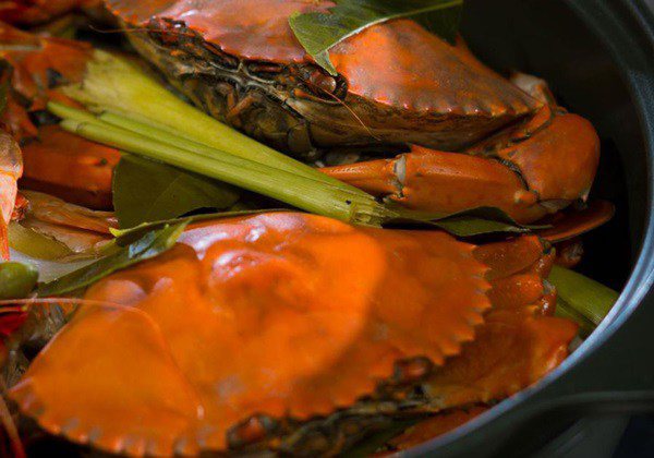 Cho cua vào hấp chín