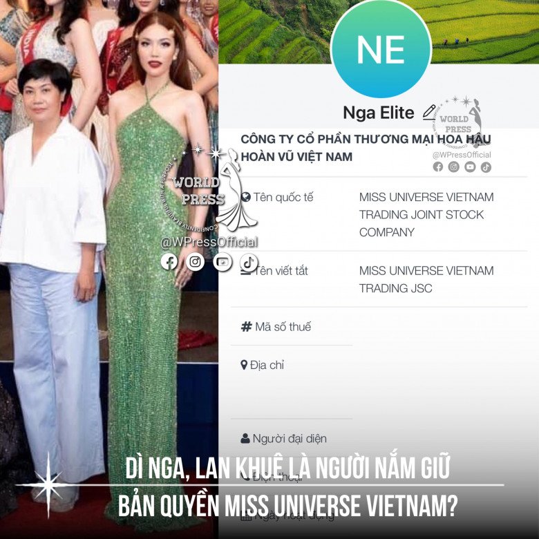 Hàng loạt câu hỏi được đặt ra nhưng chưa có lời giải đáp trong suốt những ngày vừa qua. Dân tình đang đồn thổi rằng, dì Nga và Lan Khuê chính là bộ đôi sẽ nắm giữ bản quyền tổ chức cuộc thi Hoa hậu Hoàn vũ Việt Nam, trong đó siêu mẫu Lan Khuê chính là giám đốc quốc gia mới.