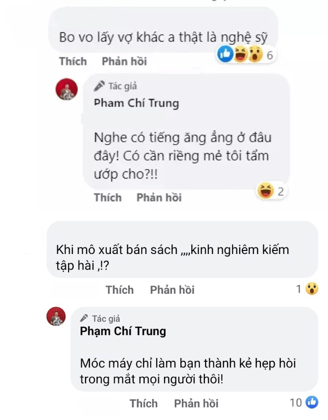 Tất cả bình luận kém duyên đều bị nam nghệ sĩ đích thân xử đẹp.