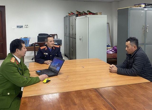 Đối tượng Nguyễn Mạnh Cường tại cơ quan điều tra.