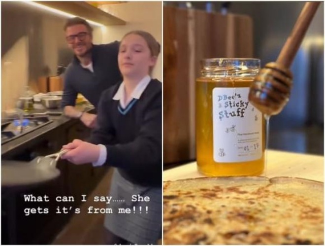 Anh và con gái Harper trổ tài vào bếp.