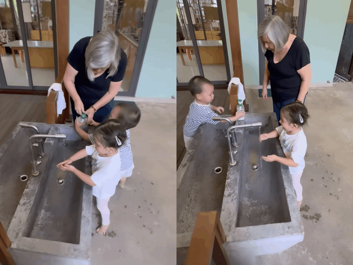 Sau thời gian xa cách, mẹ chồng Hồ Ngọc Hà phải làm quen với 2 cháu lại từ đầu.