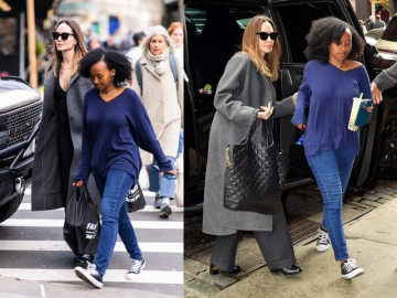 Angelina sánh đôi cùng con gái, vóc dáng phổng phao của cô bé chiếm spotlight, đánh bại bà mẹ gầy gò