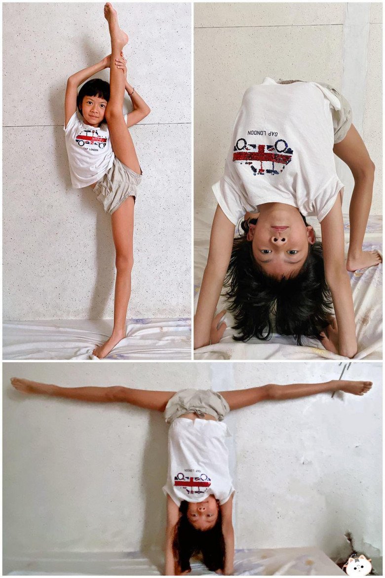 An Như - con gái út Bình Minh còn có tài năng uốn dẻo cực đỉnh. Em bé thường theo mẹ tập yoga. Nhóc tì có thể thực hiện được nhiều tư thế ép dẻo khó nhằn như tư thế chữ Y, tư thế chiến binh, tư thế cây cầu, kim cương,...