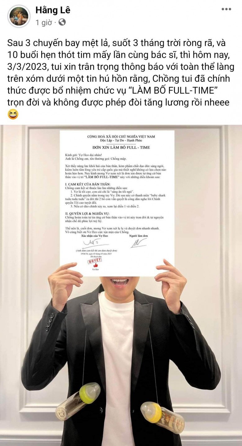 Thông báo tin vui trên trang cá nhân, Minh Hằng khiến công chúng bất ngờ.