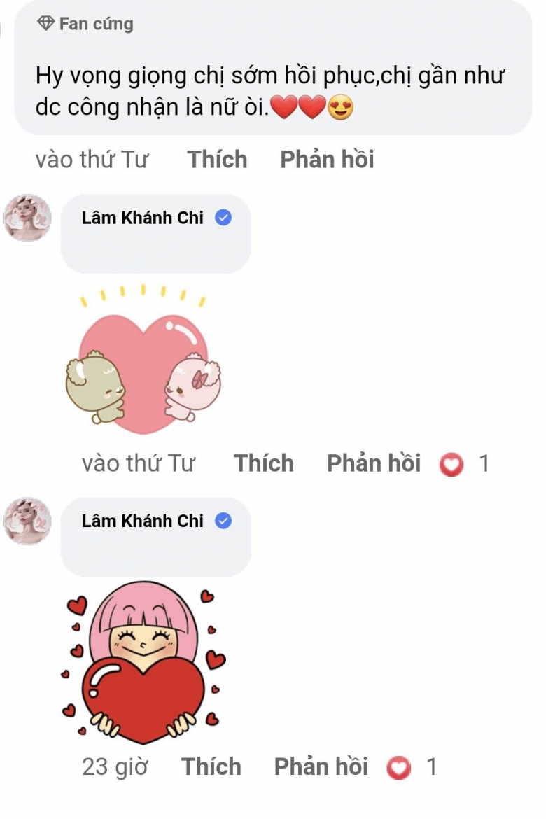 Bình luận của fan nam công nhận Lâm Khánh Chi là nữ khiến cô hạnh phúc.