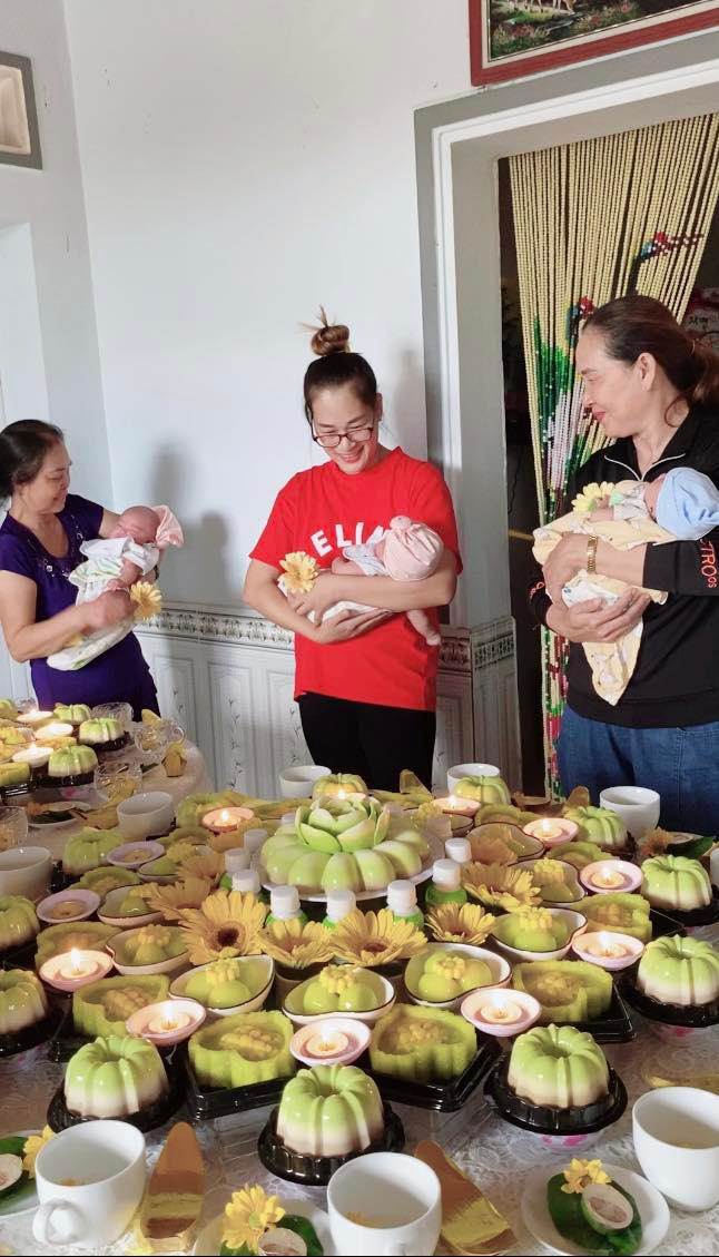 Ba em bé chào đời lần lượt nặng 1,6kg, 1,7kg và 1,1kg. (Ảnh: NVCC)