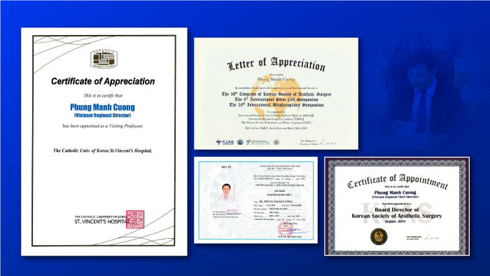 Các chứng chỉ bằng cấp của Bác sĩ Phùng Mạnh Cường
