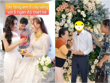 Thánh sún Ngân Thảo buồn muốn khóc sau đám cưới đeo vàng lúc lỉu, vị giám đốc được xin chụp hình hơn cô dâu