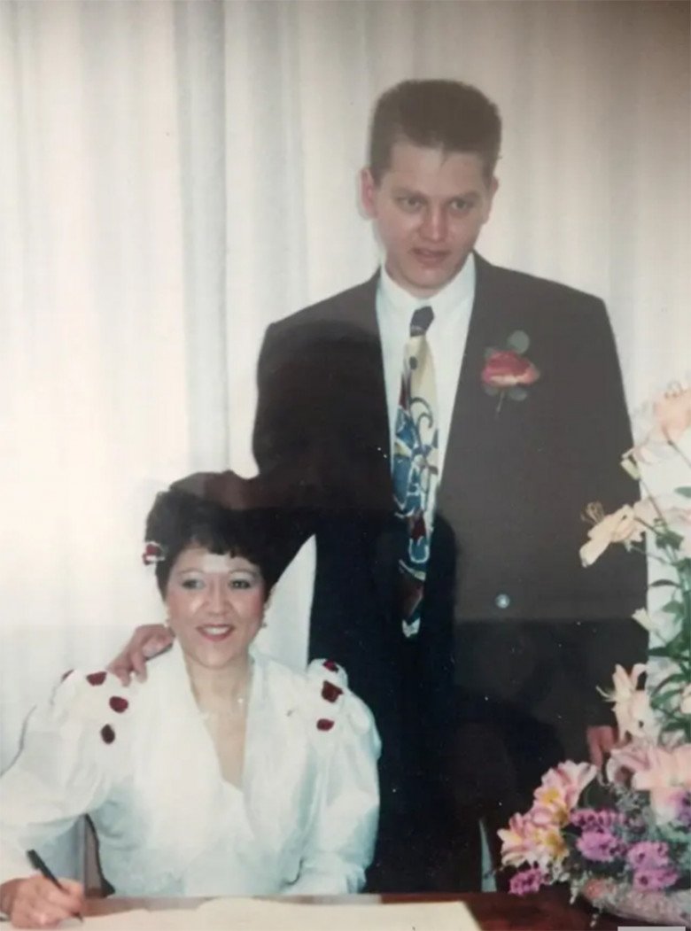 Vợ chồng Jayne Huddleston khi mới kết hôn.