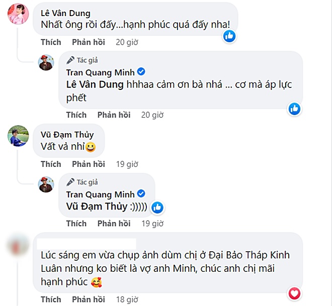 Vân Dung cũng ngưỡng mộ hạnh phúc của vợ chồng nam MC.