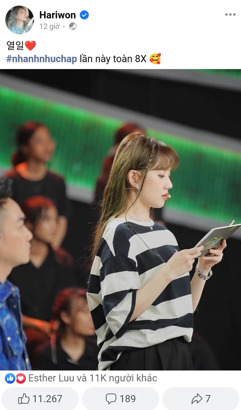 Hari Won chia sẻ hình ảnh ở chương trình Nhanh như chớp.