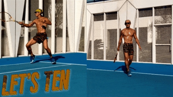 Ngô Tôn khoe cơ bắp.