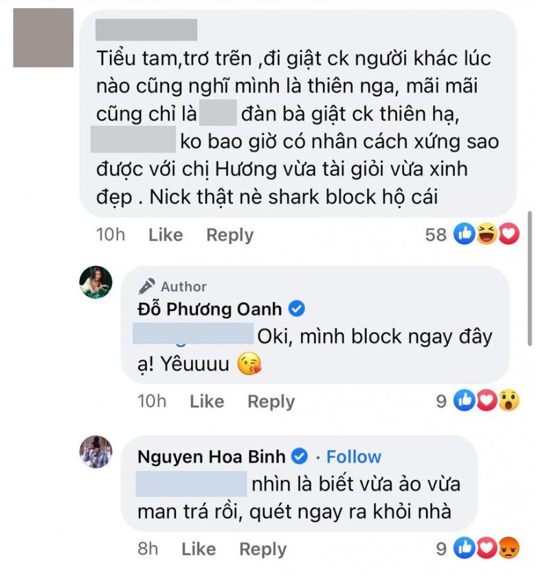 Từ khi công khai yêu Shark Bình, Phương Oanh thường xuyên bị dân mạng công kích, gọi là người thứ 3.