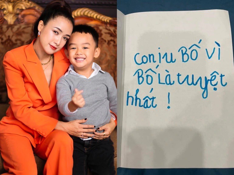 Con riêng của Lê Bê La viết thư gửi bố dượng với dòng chữ gây xúc động.