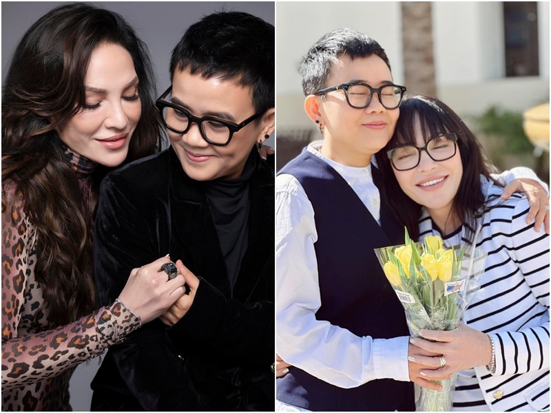 Trên Facebook cá nhân, nhạc sĩ Phương Uyên gây chú ý khi đăng tải loạt khoảnh khắc ngọt ngào bên Thanh Hà. Cặp đôi gây sốt vì những hình ảnh rất tình cảm với đối phương.
