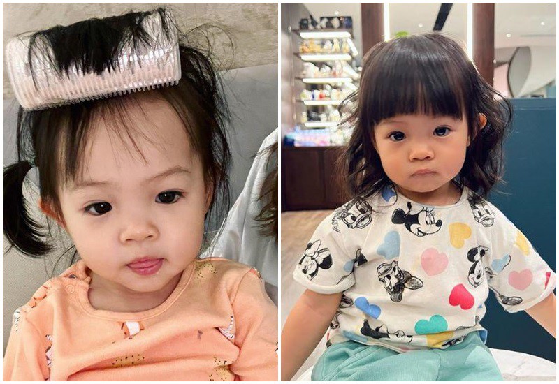 Tương tự như Winnie, bé Suchin nhà Cường Đôla và mẹ Đàm Thu Trang cũng sở hữu mái tóc dày từ nhỏ và luôn được Đàm Thu Trang chú ý đến việc tạo kiểu tóc.
