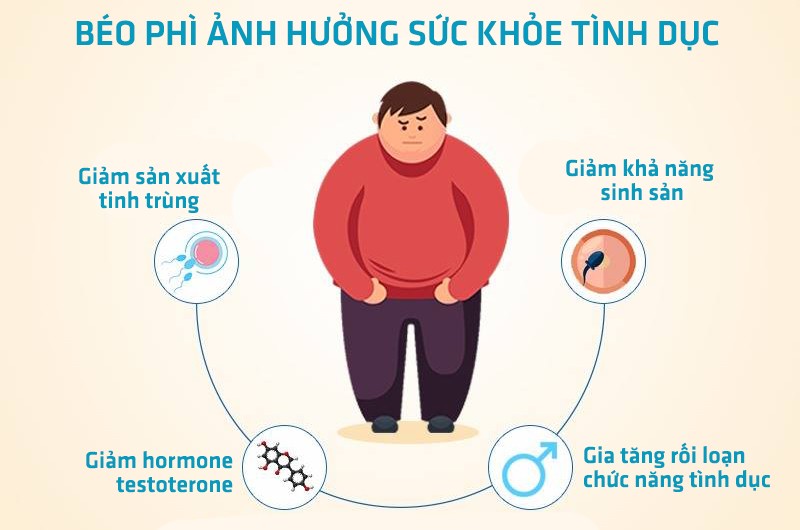 Khi các bệnh mãn tính ảnh hưởng đến chức năng mạch máu, nó cũng sẽ tác động tới mạch máu ở vùng sinh dục. Ngoài ra, béo phì có thể làm suy giảm nội tiết tố nam, từ đó ảnh hưởng đến chức năng cương dương và làm tăng nguy cơ bất lực.
