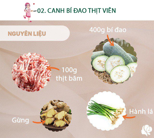 Nguyên liệu: - 400 gam bí đao, 100 gam thịt lợn (dùng nạc vai), 1 ít gừng, 1 nhánh hành lá, một ít rau mùi, 1 thìa muối, một ít bột canh, 1 thìa tinh bột, nửa quả trứng, hạt tiêu vừa đủ