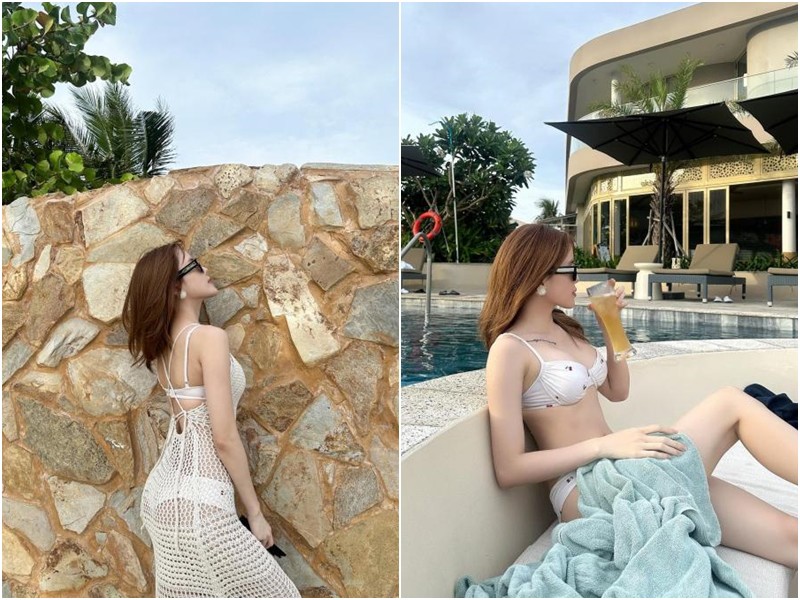 Trên trang cá nhân, Thiều Bảo Trâm đã đăng tải loạt ảnh diện bikini lấp ló gây sốt với body đốt mắt. Đường cong của nữ ca sĩ cũng chiếm spotlight vì vô cùng nuột nà và khiến nhiều người phải xuýt xoa vì tỷ lệ 'siêu thực'.
